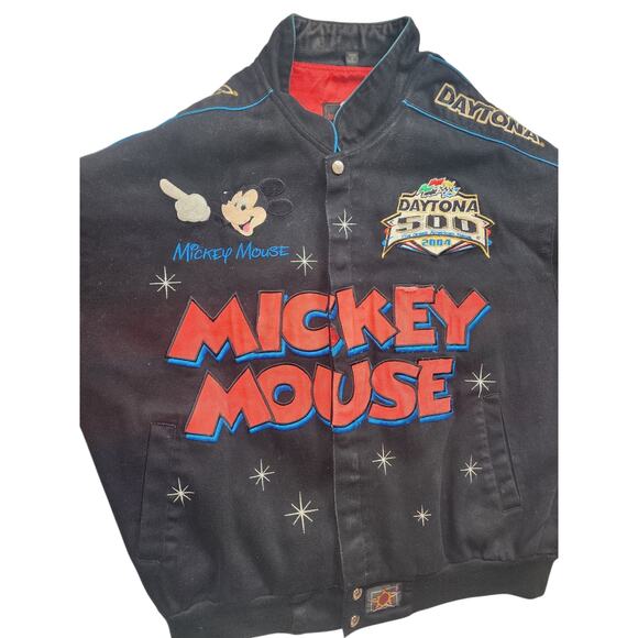 Disney Jeff Hamilton Jacket Mens Large Mickey Daytona NASCAR Embroidered Bomber - Picture 13 of 16